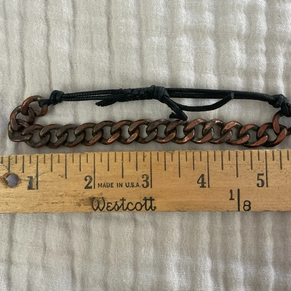 Men's Vintage Copper & Waxed Cord Chain Bracelet